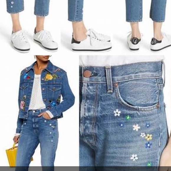 Alice and Olivia floral embroidered cropped jeans - Picture 2 of 9